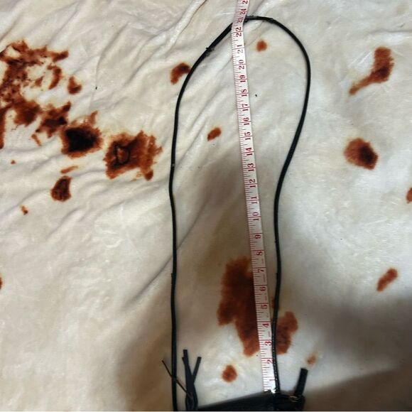 Black Textured Pleather Bag with Zipper Closure - Picture 11 of 12